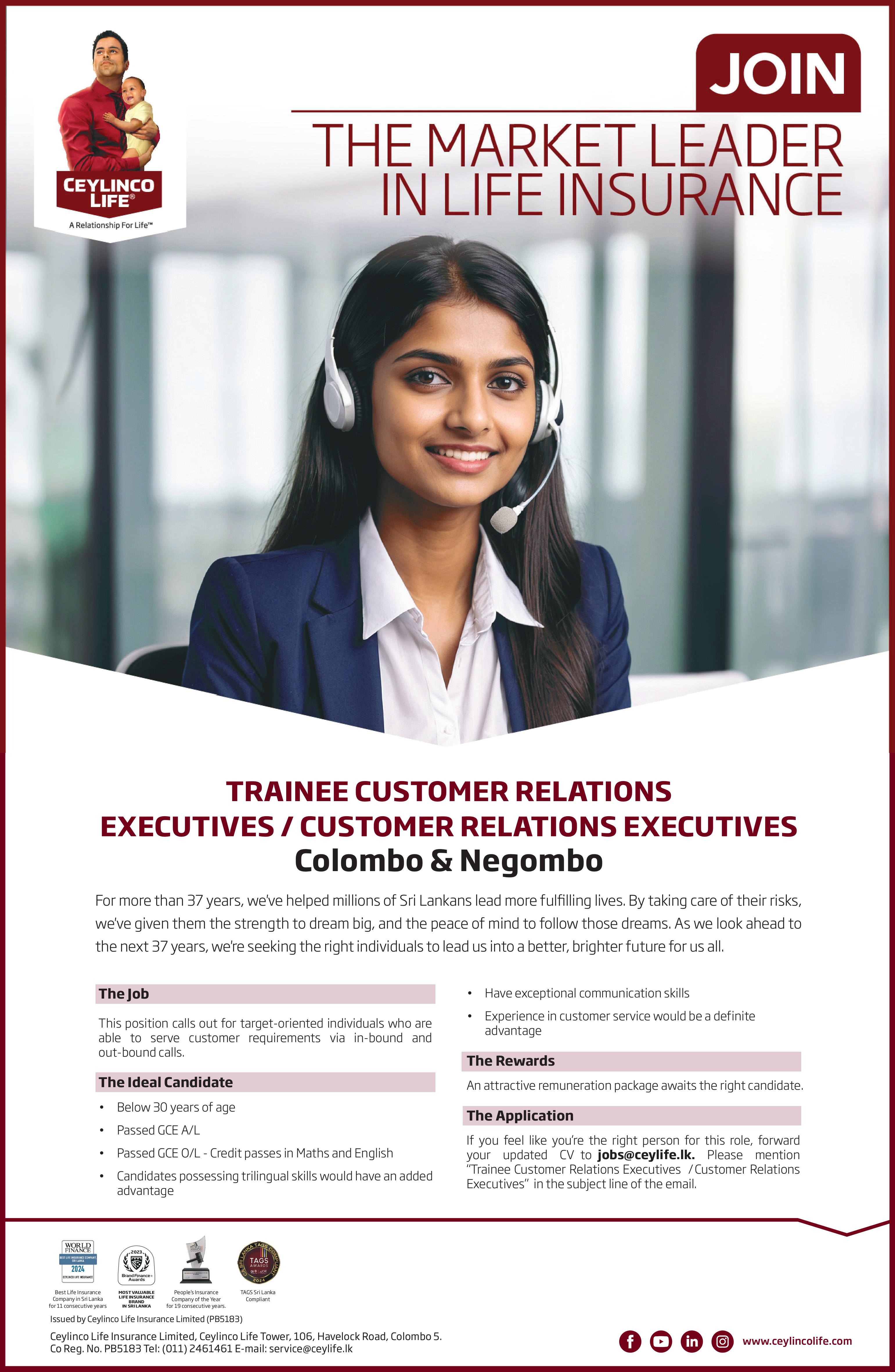 Trainee Customer Relations Executive - Colombo & Negombo