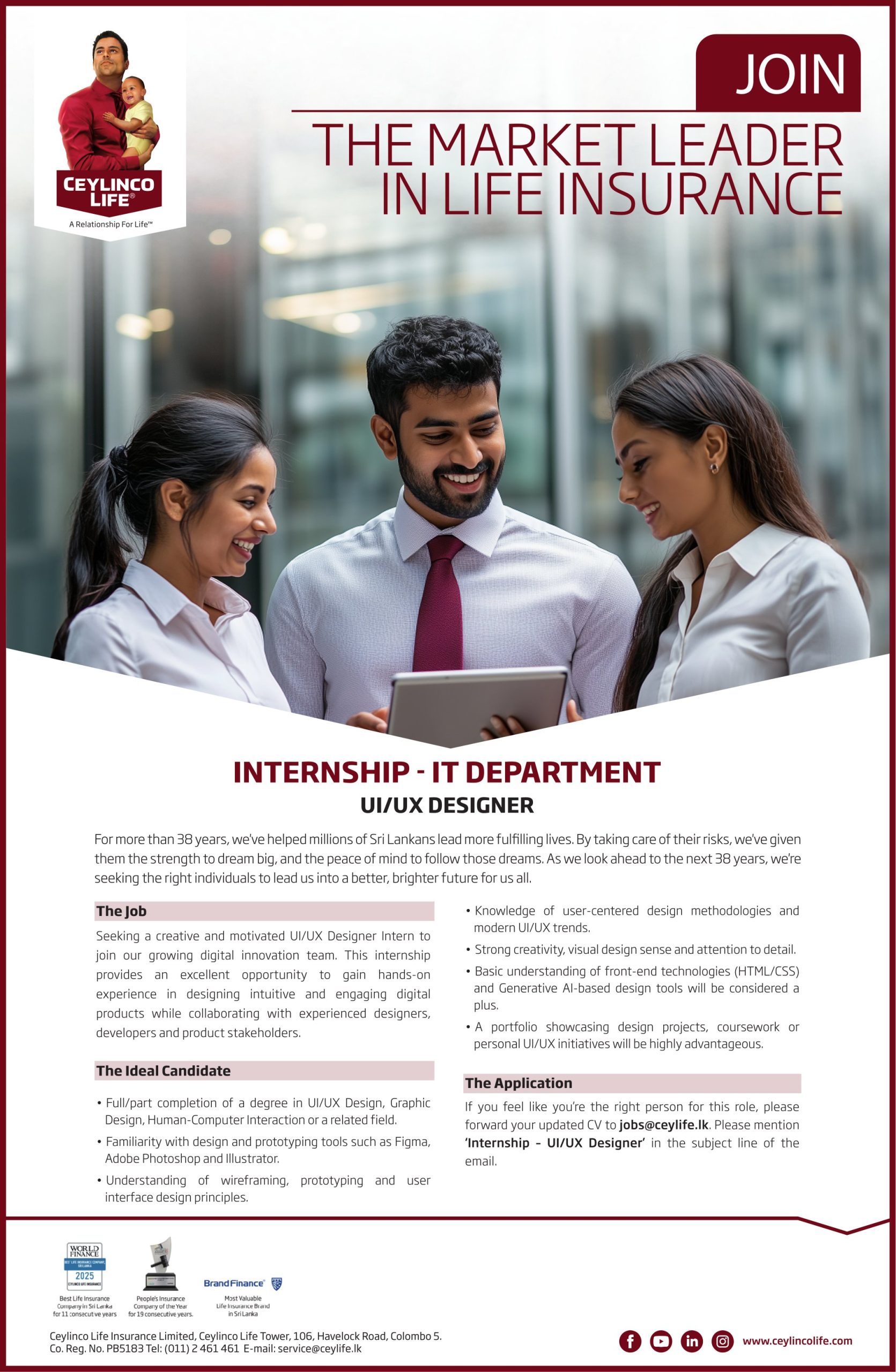 Internship - UI/UX Designer - Life Insurance Sri Lanka | Ceylinco Life